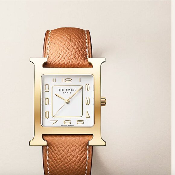 Hermes Heure H Large Model Tan and Gold Women's Watch - Picture 4 of 4